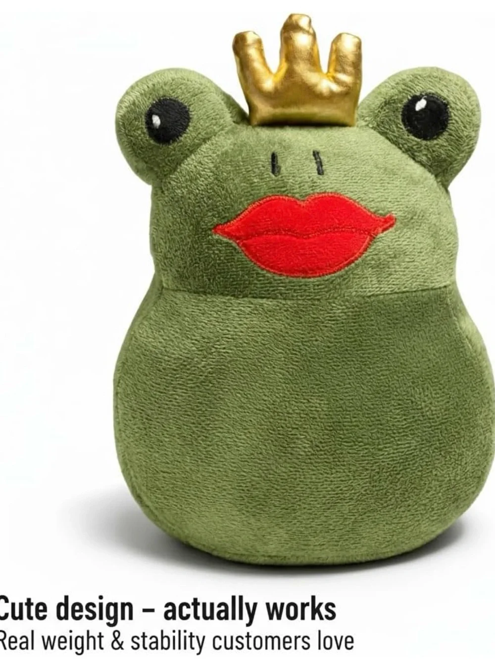 Green Frog Door Stop with Gold Crown -